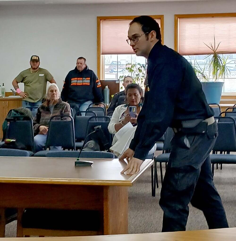 Steel Raine introduces himself to the Crescent Valley Town Advisory Board and citizens.