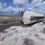 A tanker truck pup trailer rolled over on State Route 278 just north of Garden Pass on Sunday, April 28, spilling 4,000 gallons of diesel onto the roadway and shoulder. Cleanup crews will be on-site for the next two weeks to mitigate the environmental impact.